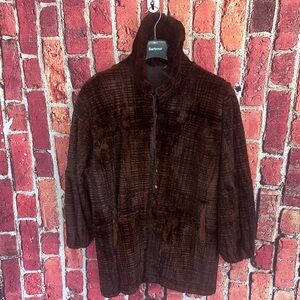 Vintage Mary McFadden Brown Fur  Coat Size Medium